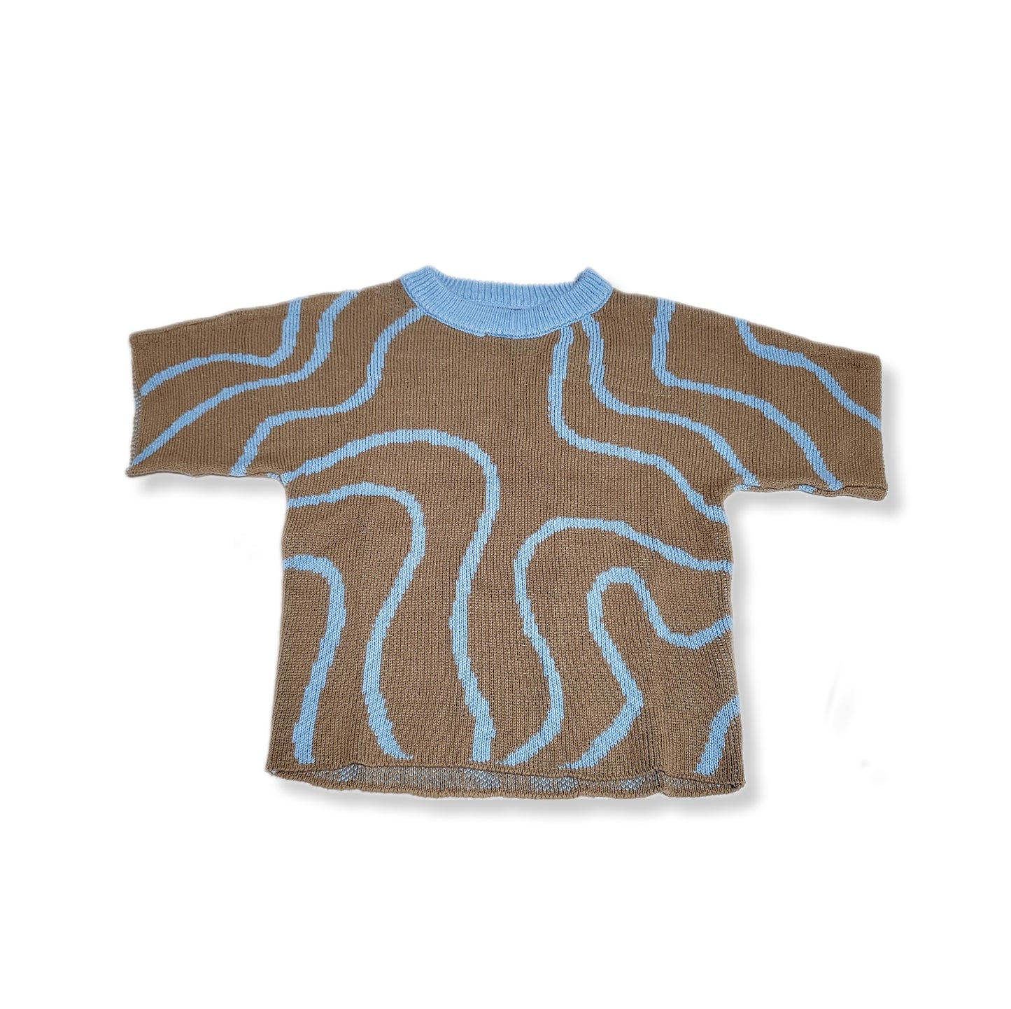 “River Tee” Brown and blue knit