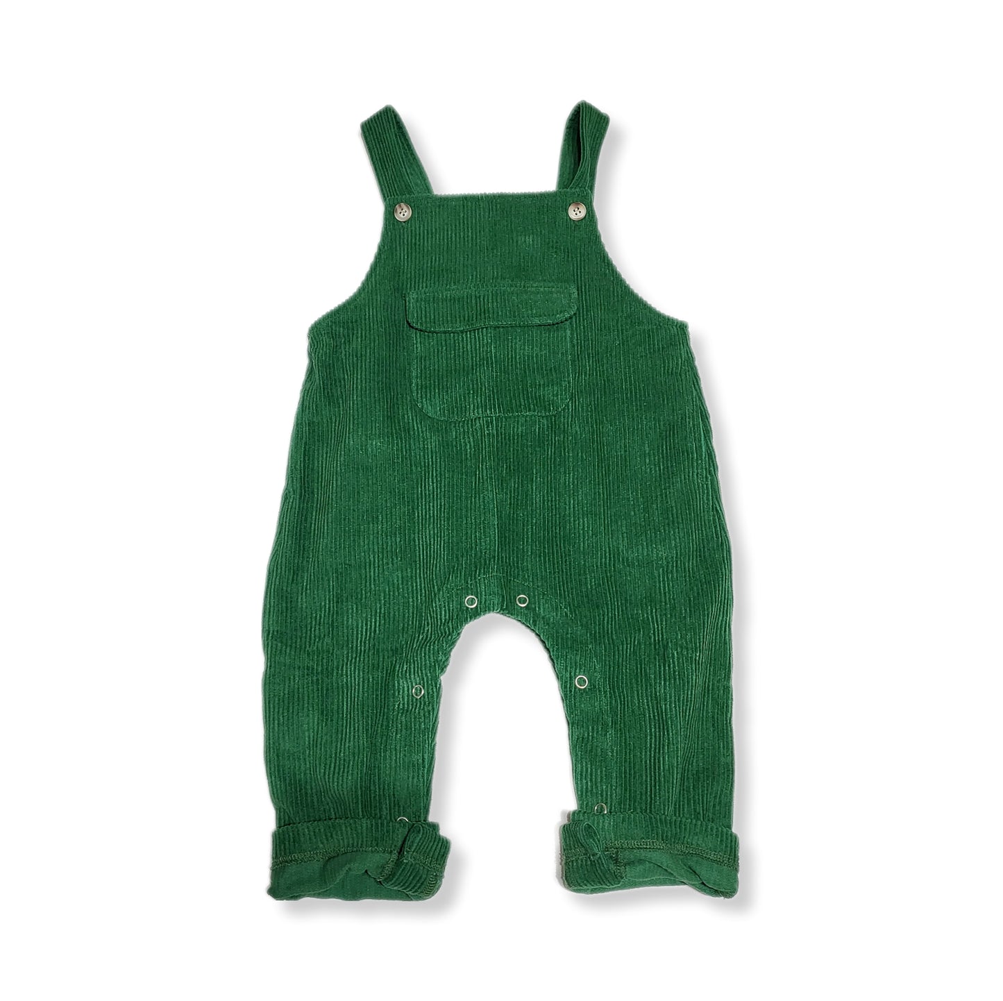 Green corduroy overalls