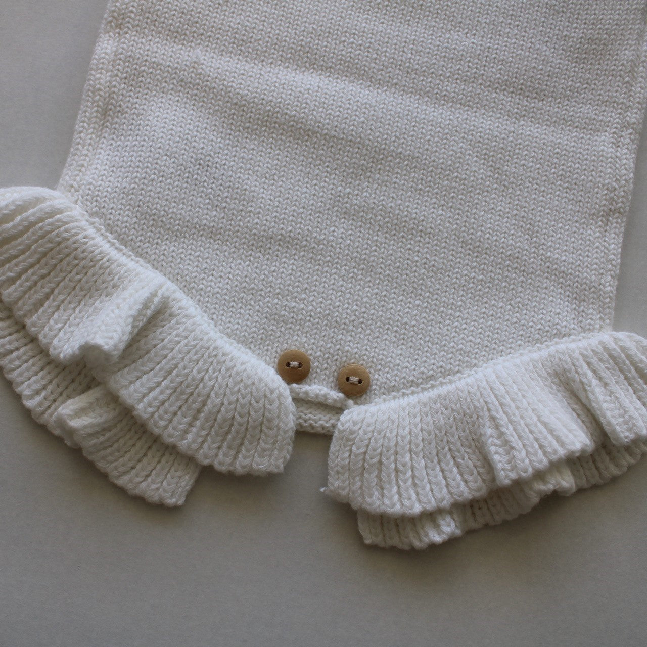 Knit Frills Onesie White