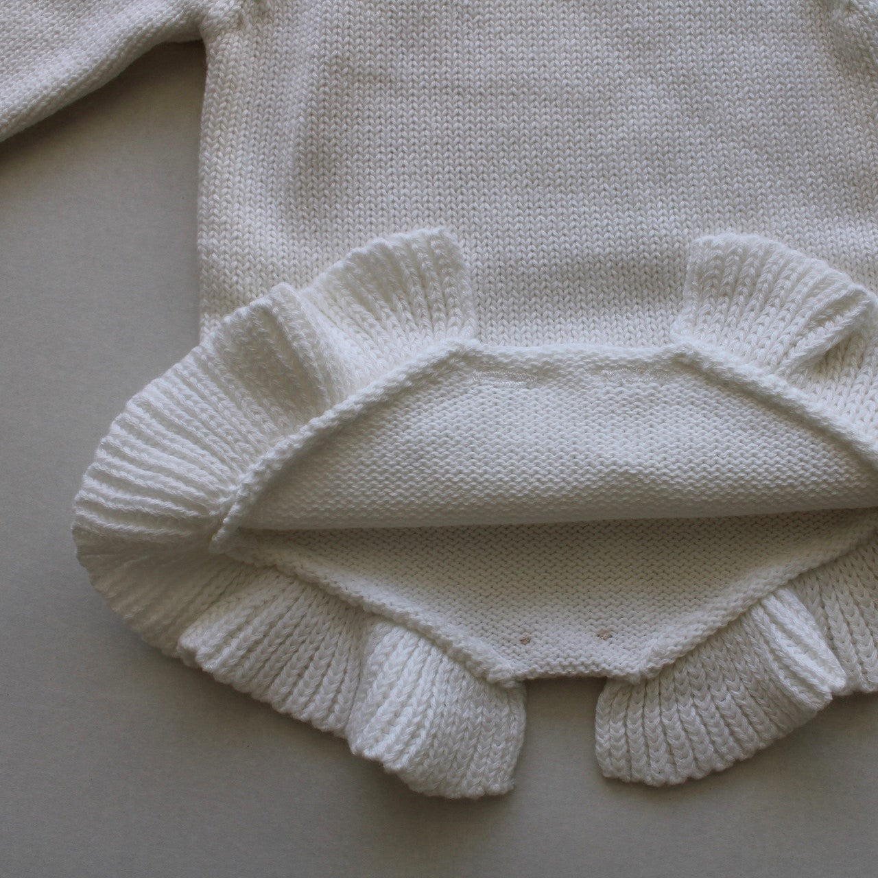 Knit Frills Onesie White